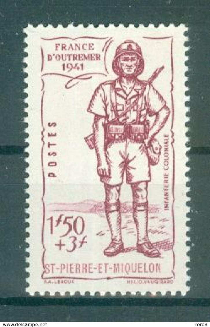 ST-PIERRE-ET-MIQUELON - N°209* MH Trace De Charnière SCAN DU VERSO. Défense De L'Empire. - Unused Stamps