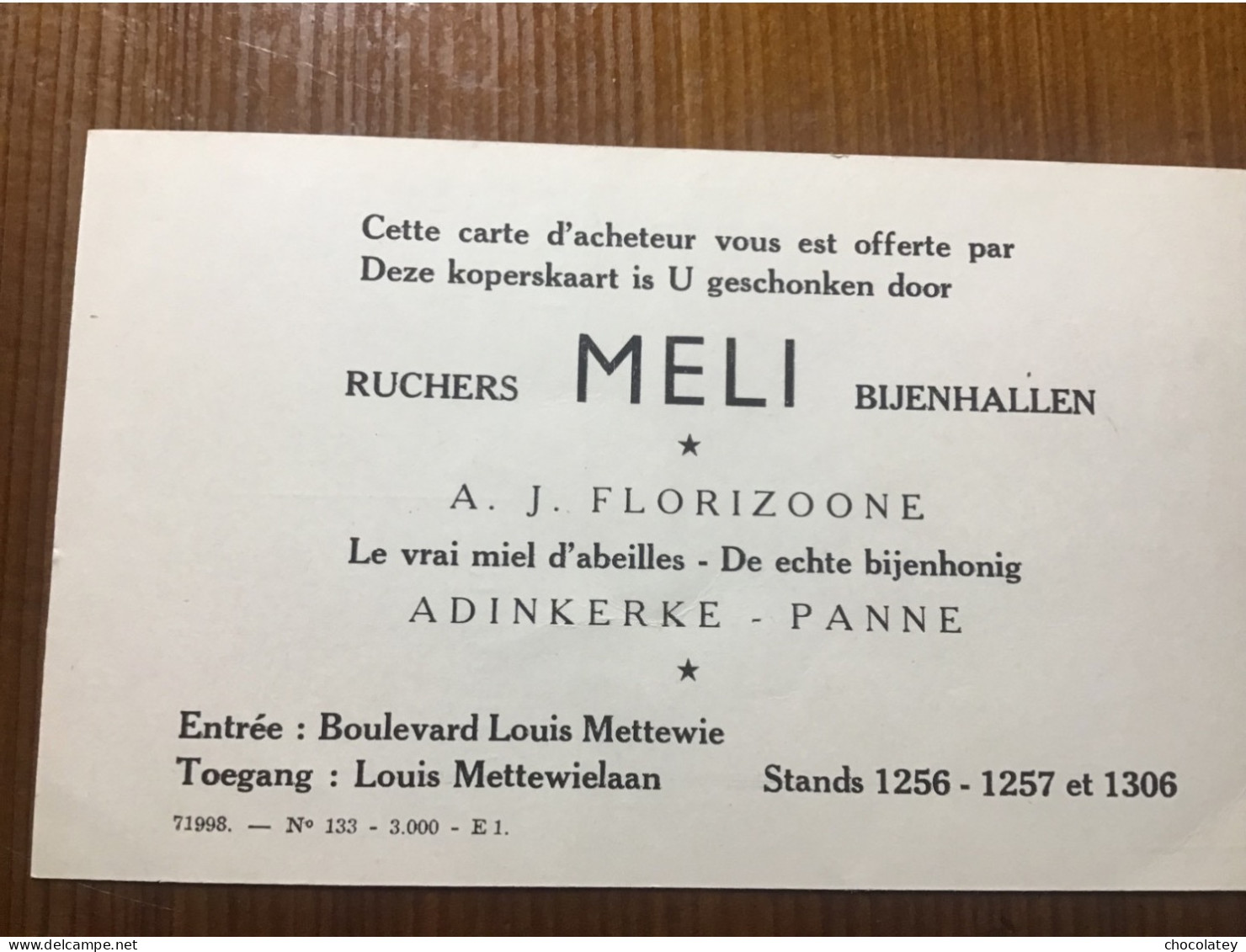 Meli Adinkerke Florizoone Carte D,acheteur Salon De L,alimentation 1958 Expo - Werbung