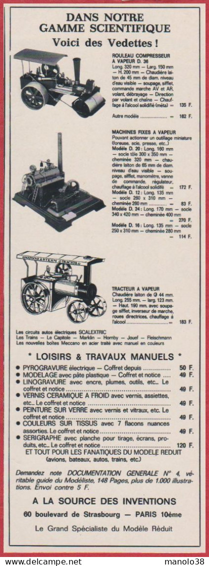 A La Source Des Inventions. Jouet Scientifique. Rouleau Compresseur à Vapeur, Machine à Vapeur Etc...  Paris. 1970. - Werbung