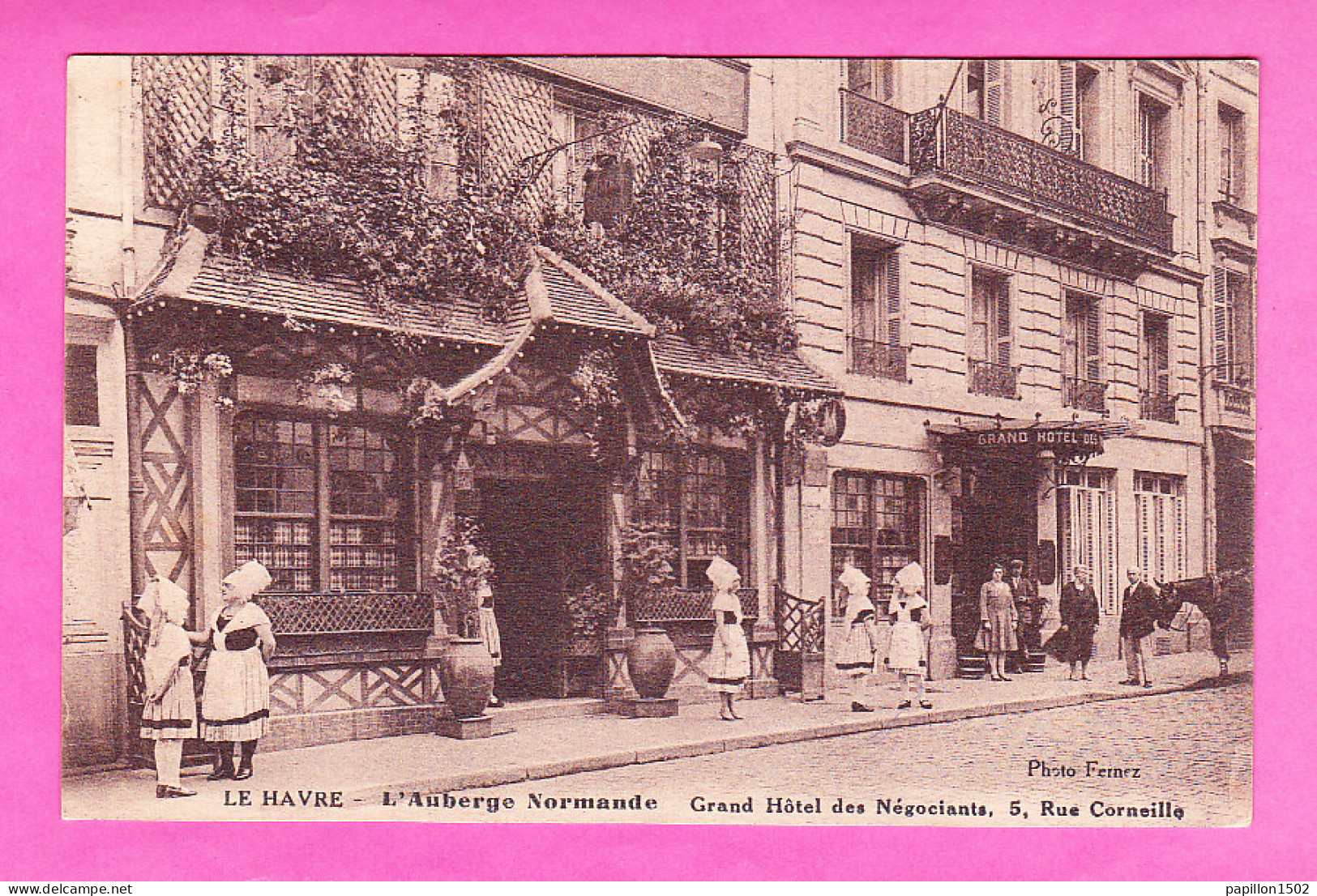 F-76-Le Havre-44P214  L'auberge Normande, Grand Hôtel Des Négociants, Rue Corneille, Animation, Cpa BE - Port