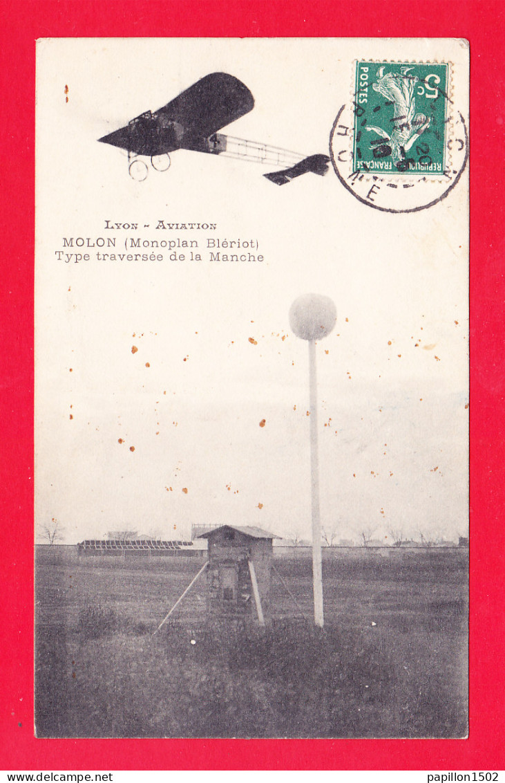 Aviation-493Ph81  Lyon Aviation, MOLON Sur Monoplan Blériot, Type Traversée De La Manche, Cpa  - Aviateurs