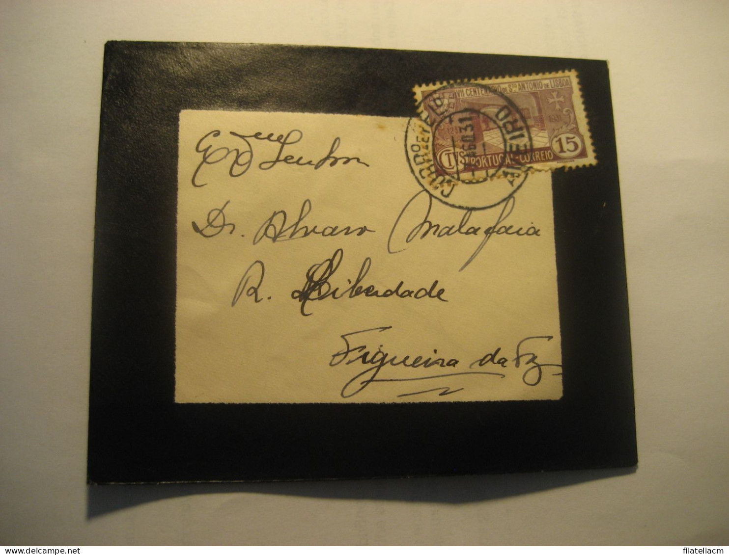 AVEIRO 1931 To Figueira Da Foz Cancel Duel Condolence Cover PORTUGAL - Lettres & Documents