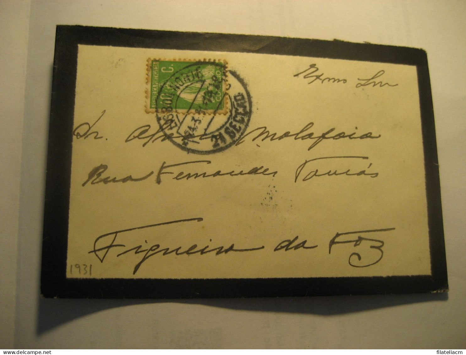 LISBOA 1931 To Figueira Da Foz Cancel Duel Condolence Cover PORTUGAL - Lettres & Documents