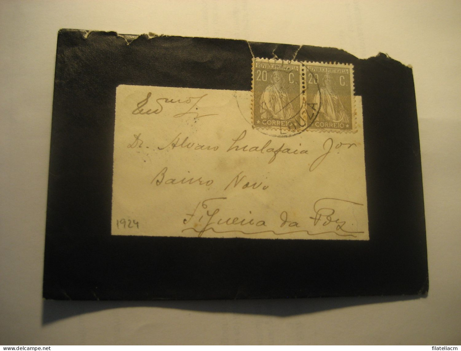 LOUZA 1924 To Figueira Da Foz Cancel Duel Condolence Slight Damaged Cover PORTUGAL - Cartas & Documentos