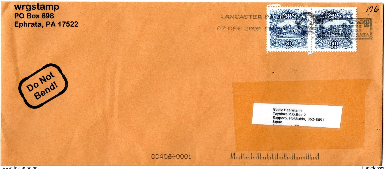 L77299 - USA - 2005 - 2@$1 A Bf LANCASTER PA - ... -> Japan - Lettres & Documents