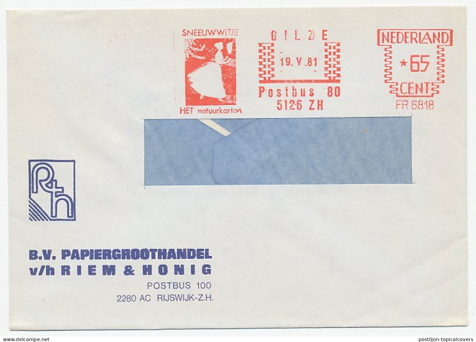 Meter Cover Netherlands 1981 Snow White - Gilze - Verhalen, Fabels En Legenden