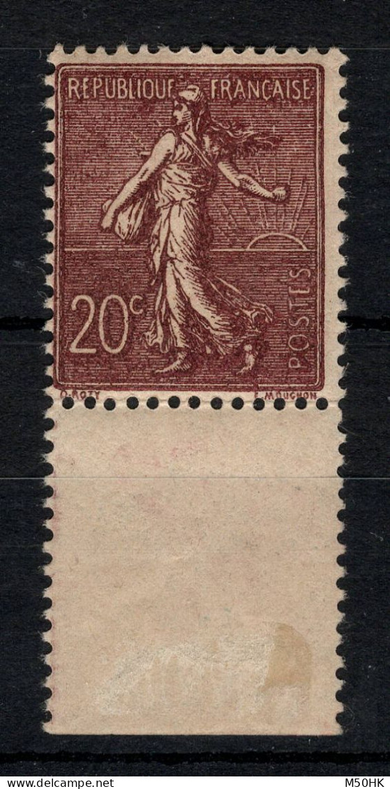 Signé CALVES - YV 131a Chocolat Foncé N* (trace) MVLH , Semeuse - Unused Stamps
