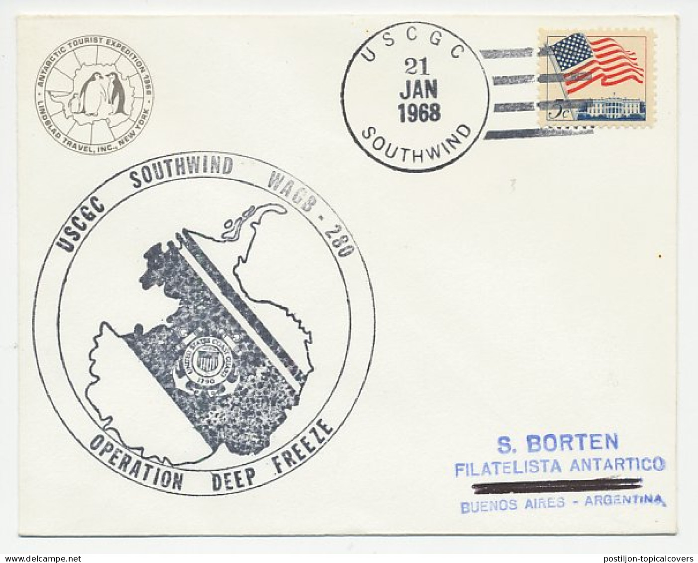 Cover / Postmark USA 1968 Antarctic Expedition - Expediciones árticas