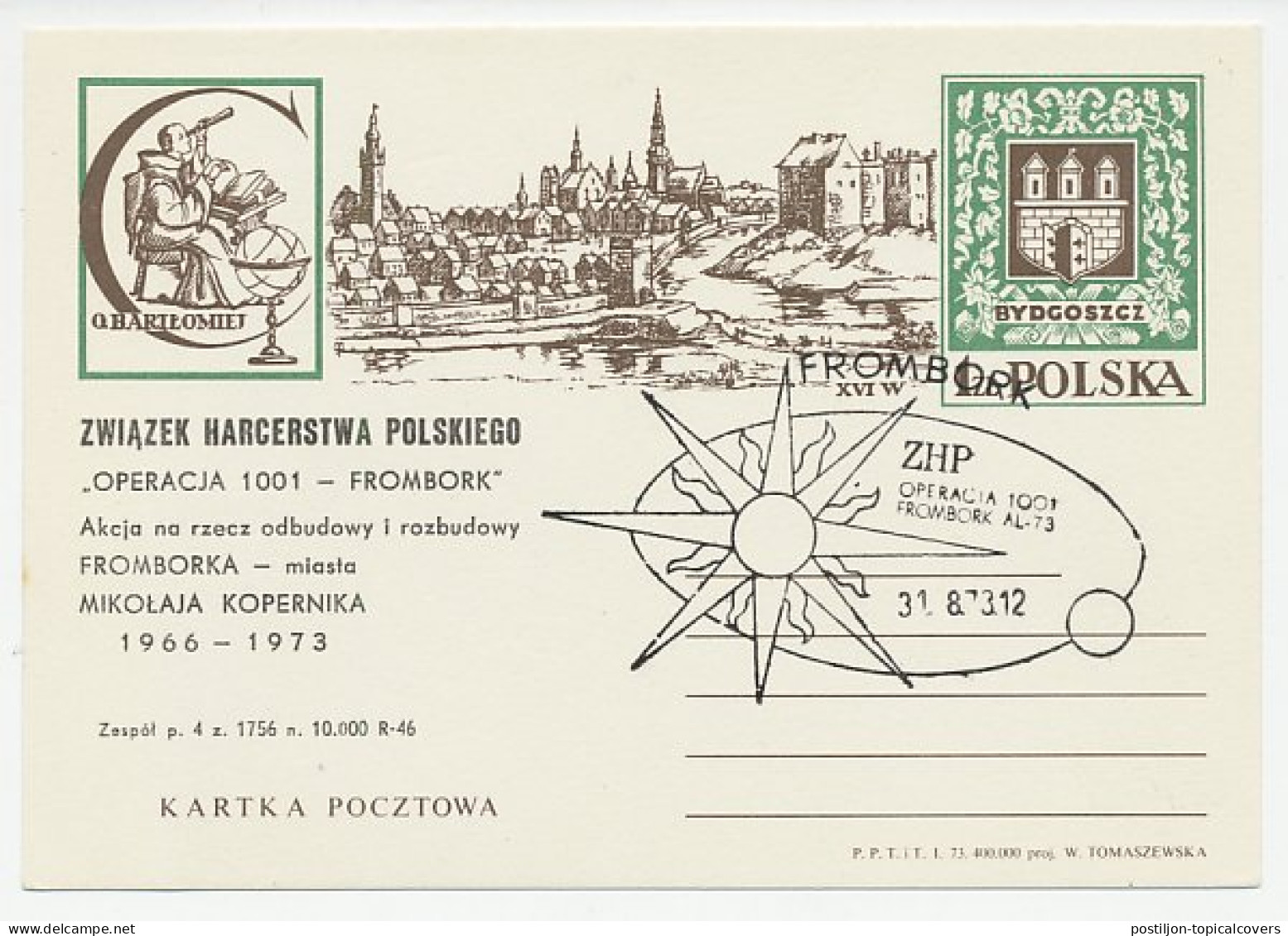Postal Stationery / Postmark Poland 1973 Nicolaus Copernicus - Astronomer - Astronomie