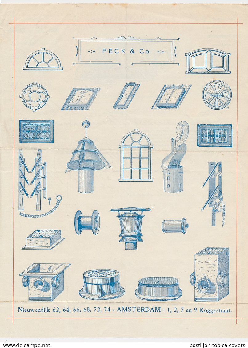 Nota Amsterdam 1910 - Peck & Co. Metaalwaren - Ramen Etc. - Pays-Bas