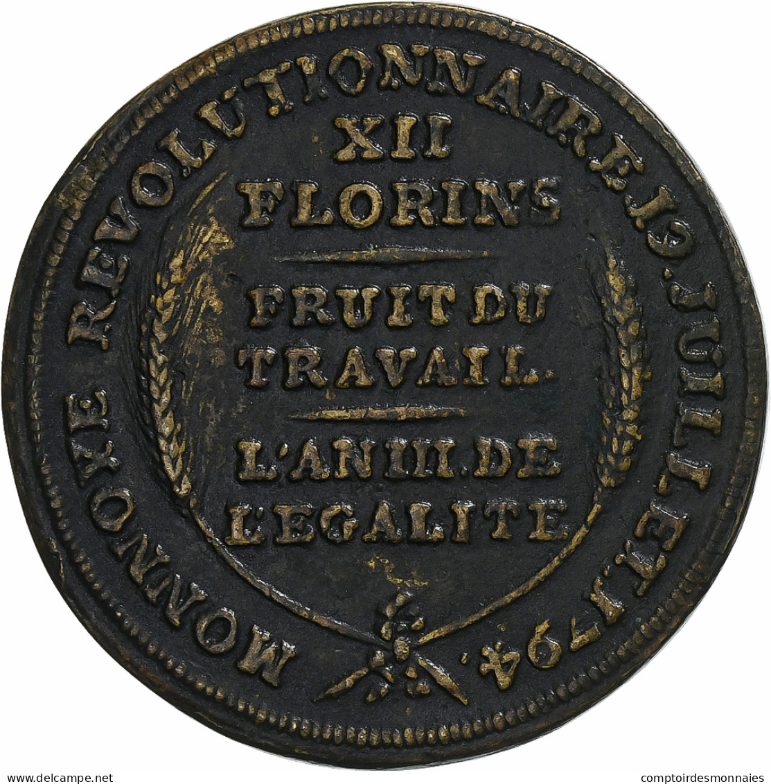 Suisse, 12 Florins, 1794, Genève, ESSAI, Bronze, TTB - Other & Unclassified