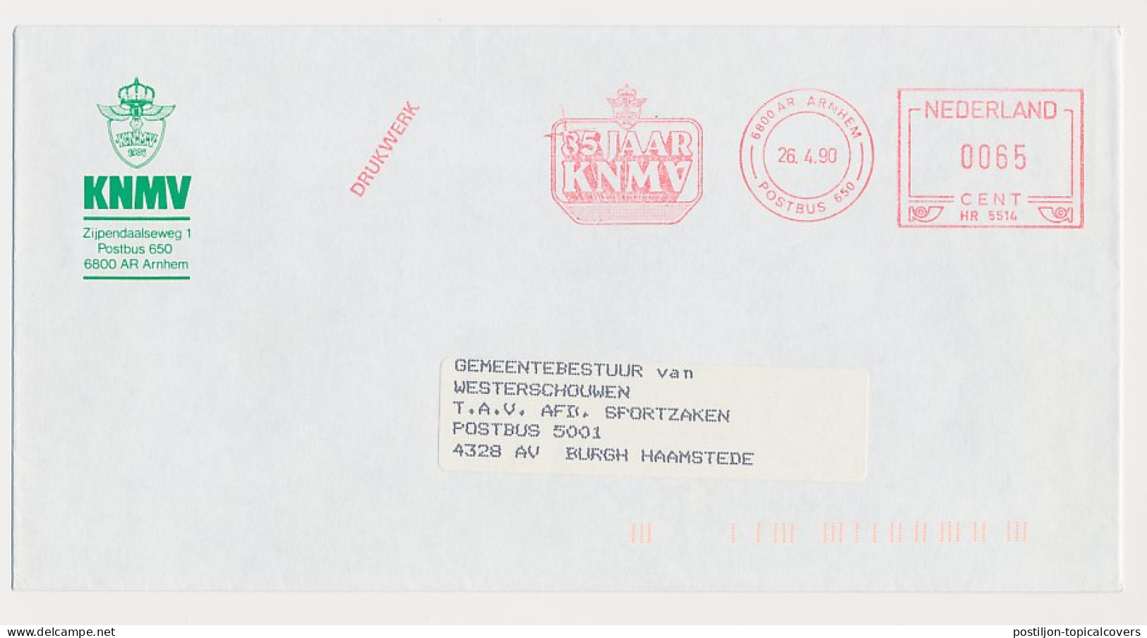 Meter Cover Netherlands 1990 85 Years Royal Dutch Motorcyclists Association - KNMV  - Motorbikes