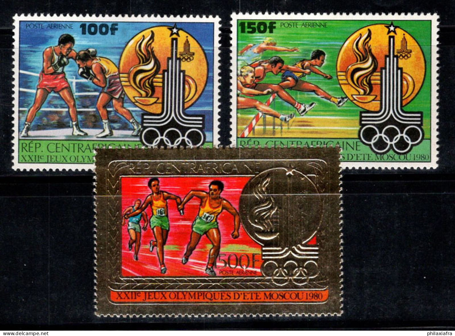 République Centrafricaine 1980 Mi. 683, 686 Neuf ** 100% Poste Aérienne Jeux Olympiques - República Centroafricana