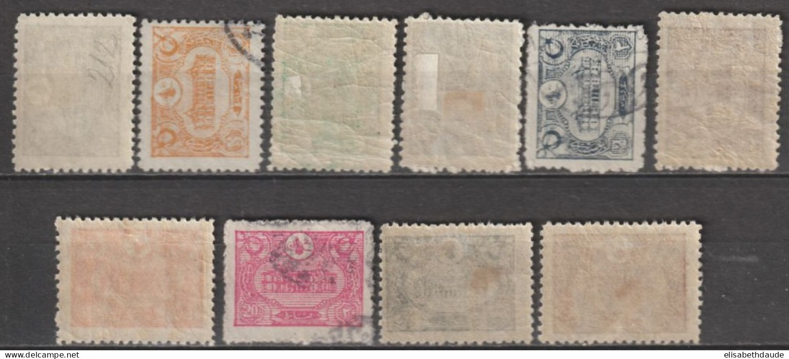 1913 - TURQUIE - SERIE COMPLETE YVERT N°160/169 * MH (3 PETITES VALEURS OBLITEREES) - COTE = 150 EUR. - Neufs