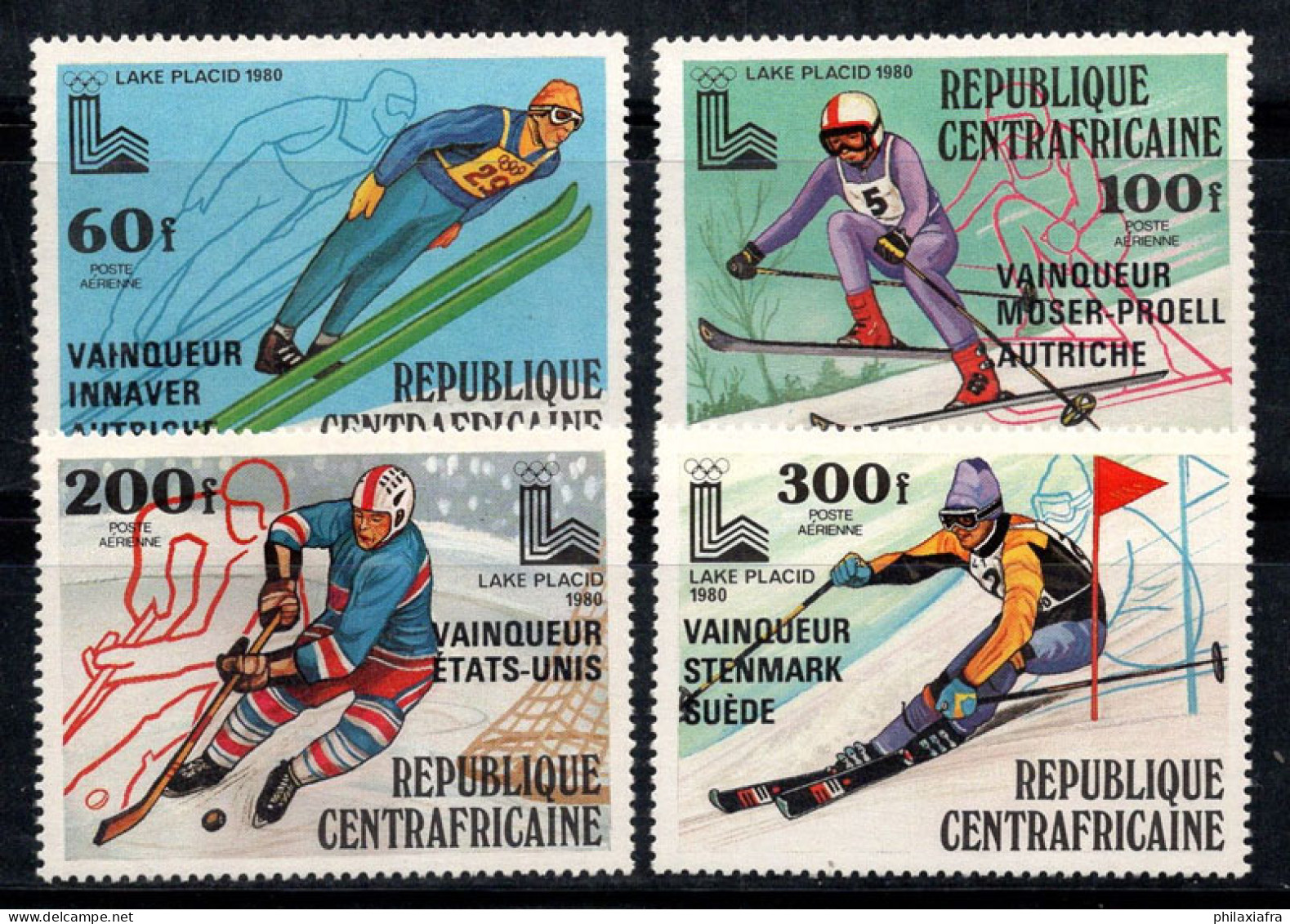 République Centrafricaine 1980 Mi. 672-675 Neuf ** 100% Poste Aérienne Jeux Olympiques - República Centroafricana