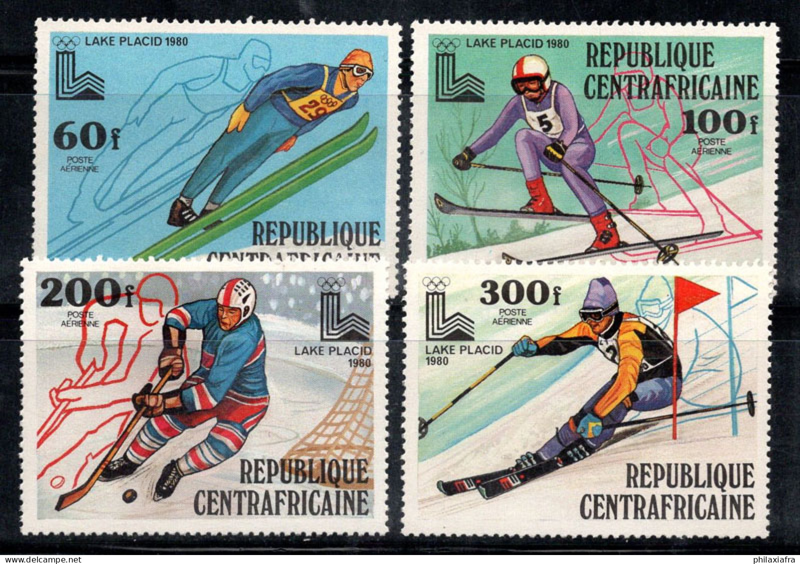 République Centrafricaine 1979 Mi. 632-635 Neuf ** 100% Poste Aérienne Jeux Olympiques - República Centroafricana