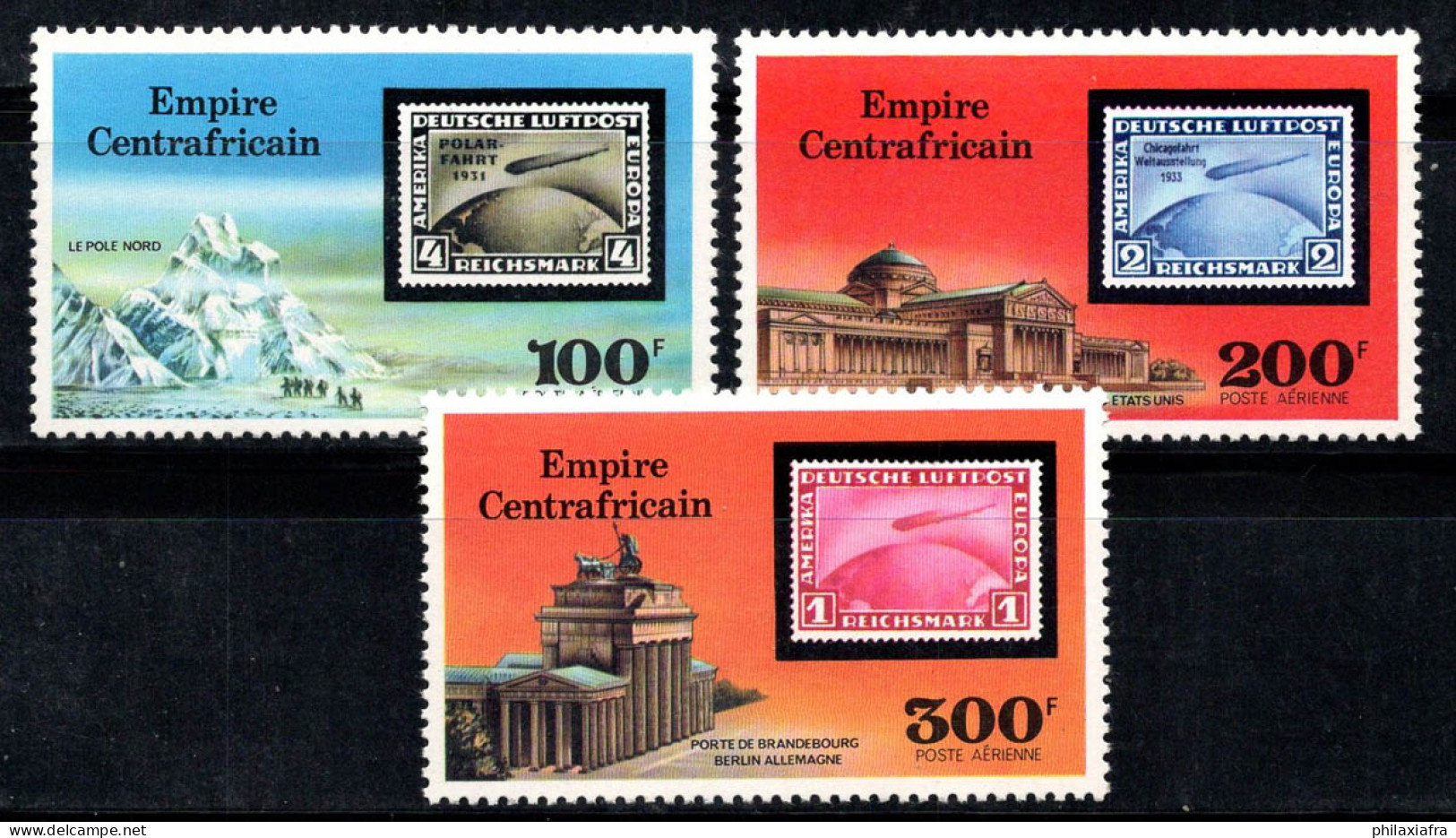 République Centrafricaine 1977 Mi. 490-492 Neuf ** 100% Poste Aérienne Zeppelin - República Centroafricana