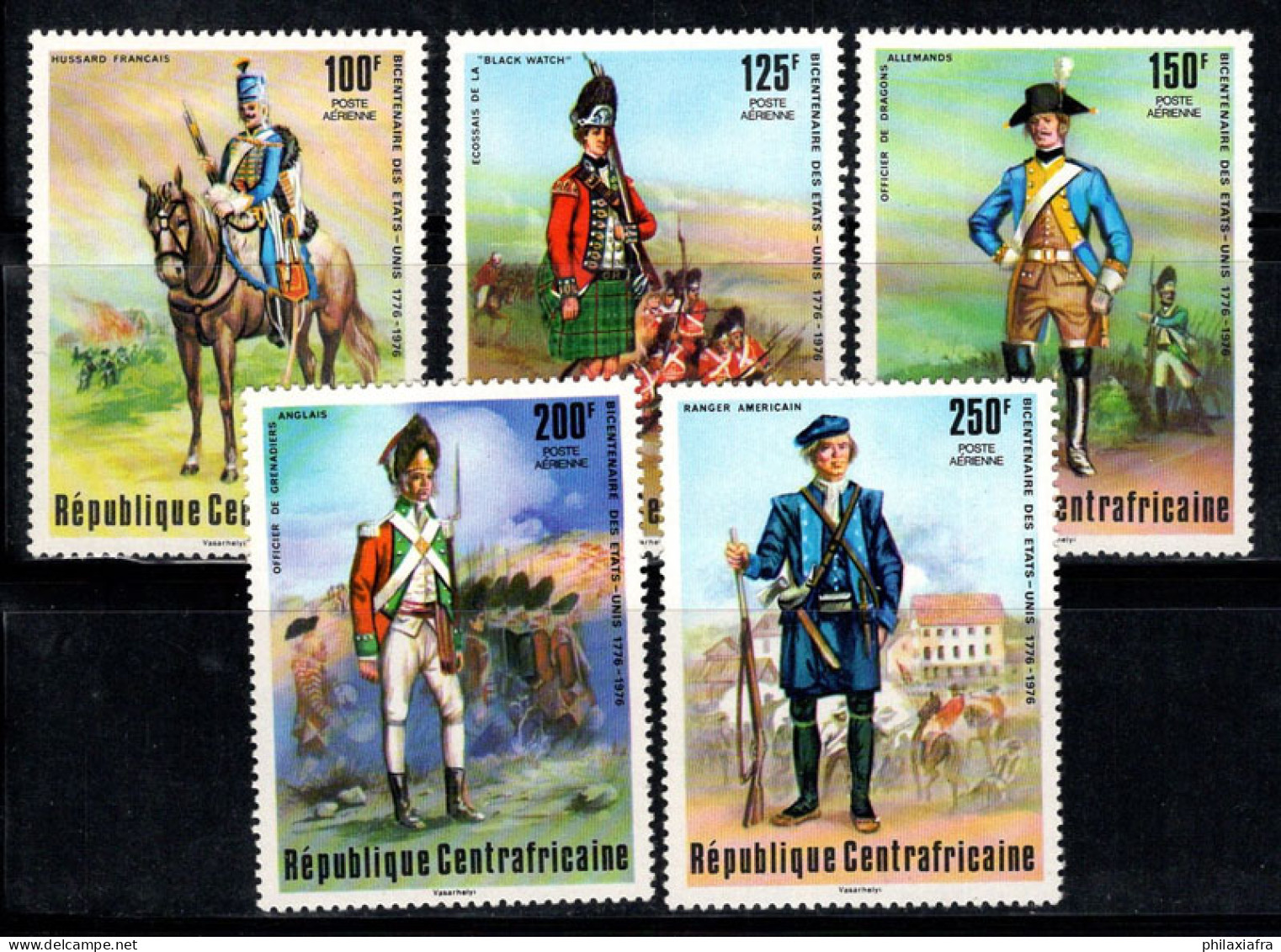 République Centrafricaine 1976 Mi. 407-411 Neuf ** 100% Poste Aérienne Militaire, États-Unis - Zentralafrik. Republik