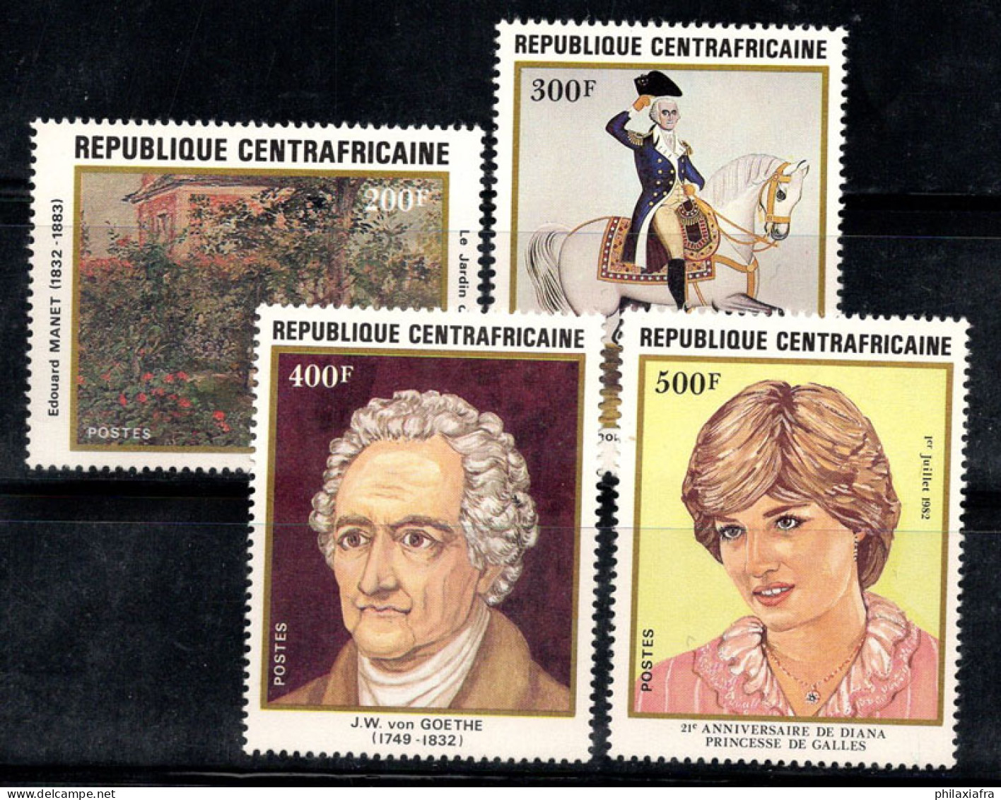 République Centrafricaine 1982 Mi. 834-837 Neuf ** 100% Art, Célébrités - Central African Republic