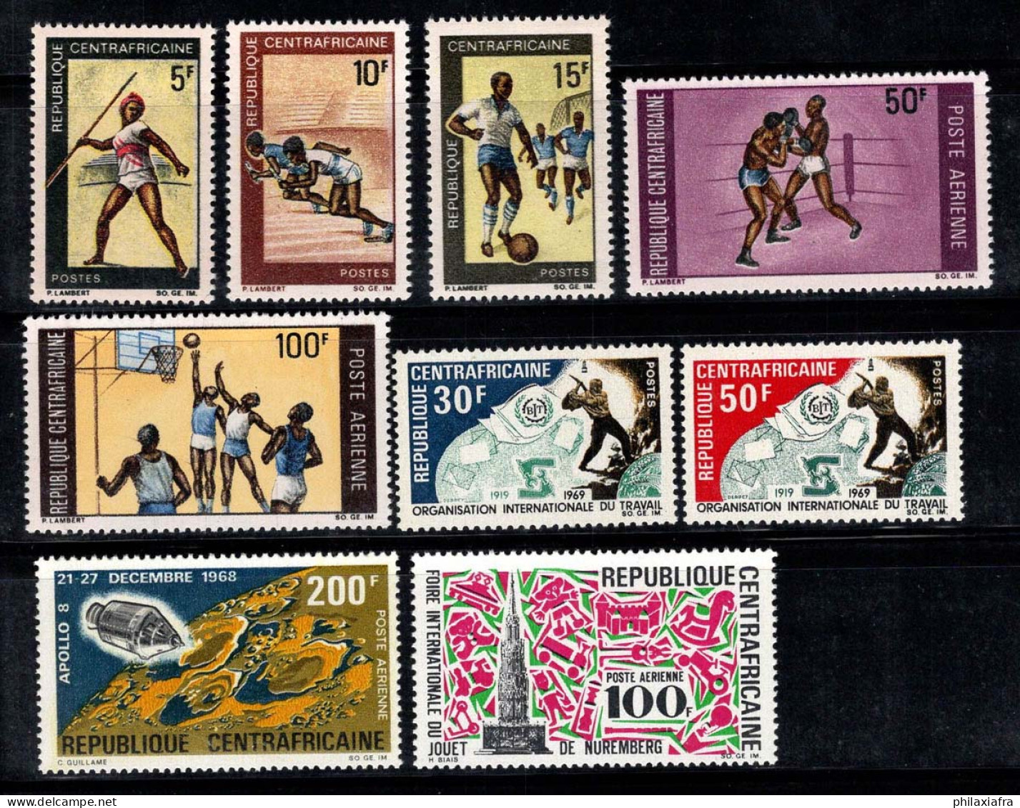 République Centrafricaine 1969 Mi. 188-196 Neuf ** 100% Poste Aérienne Sport, OIT - Repubblica Centroafricana