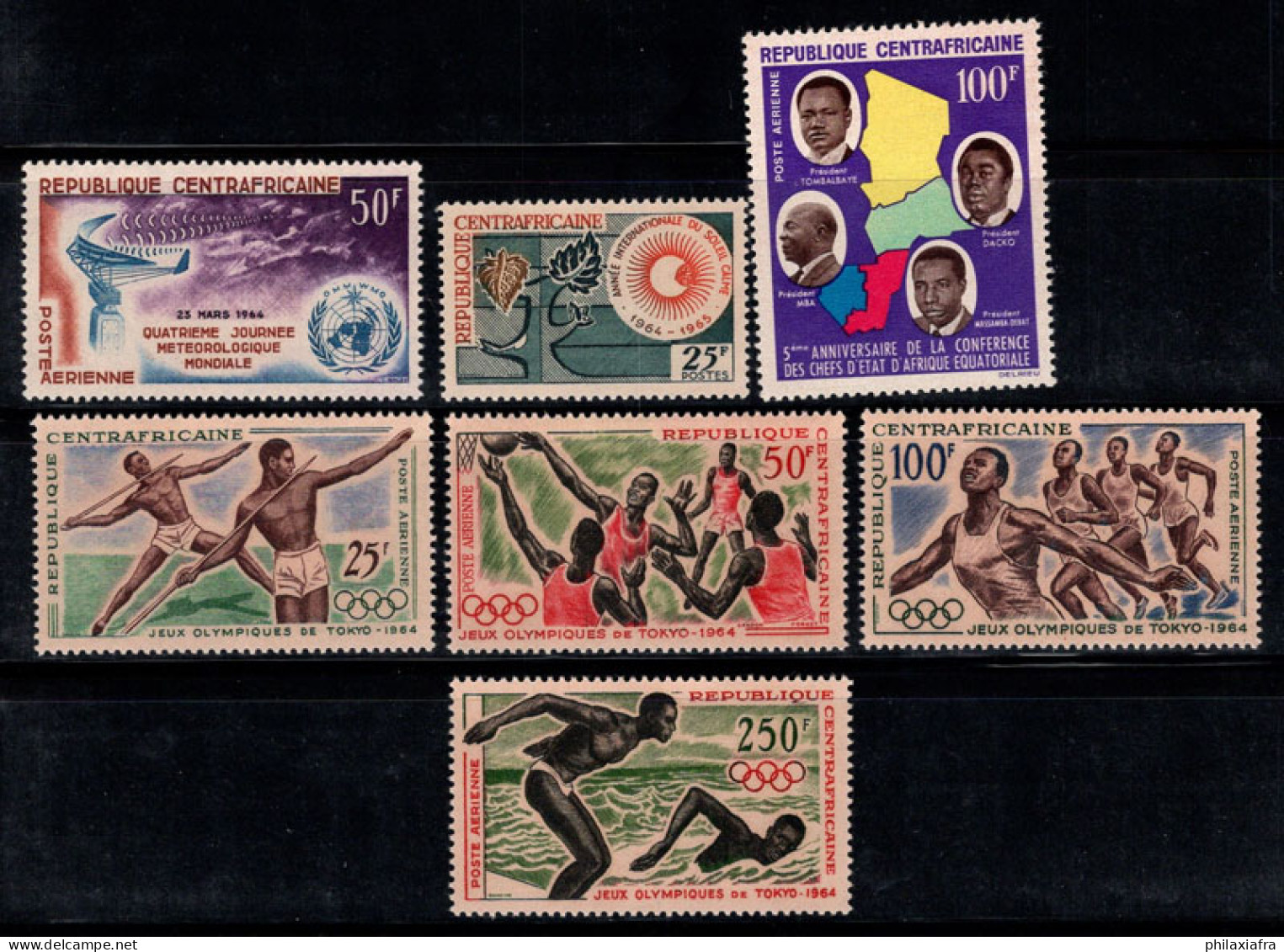 République Centrafricaine 1964 Mi. 56-62 Neuf ** 80% Poste Aérienne Jeux Olympiques - Central African Republic