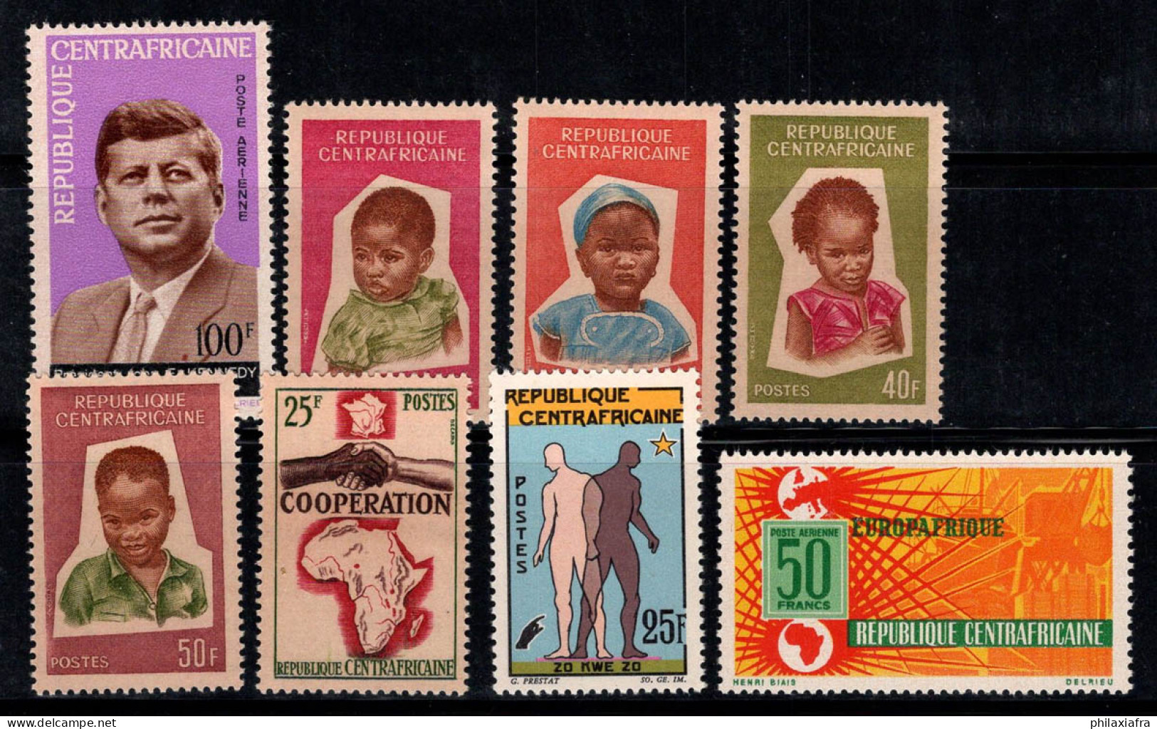 République Centrafricaine 1964 Mi. 63-70 Neuf ** 80% Poste Aérienne Kennedy, Enfants - Repubblica Centroafricana