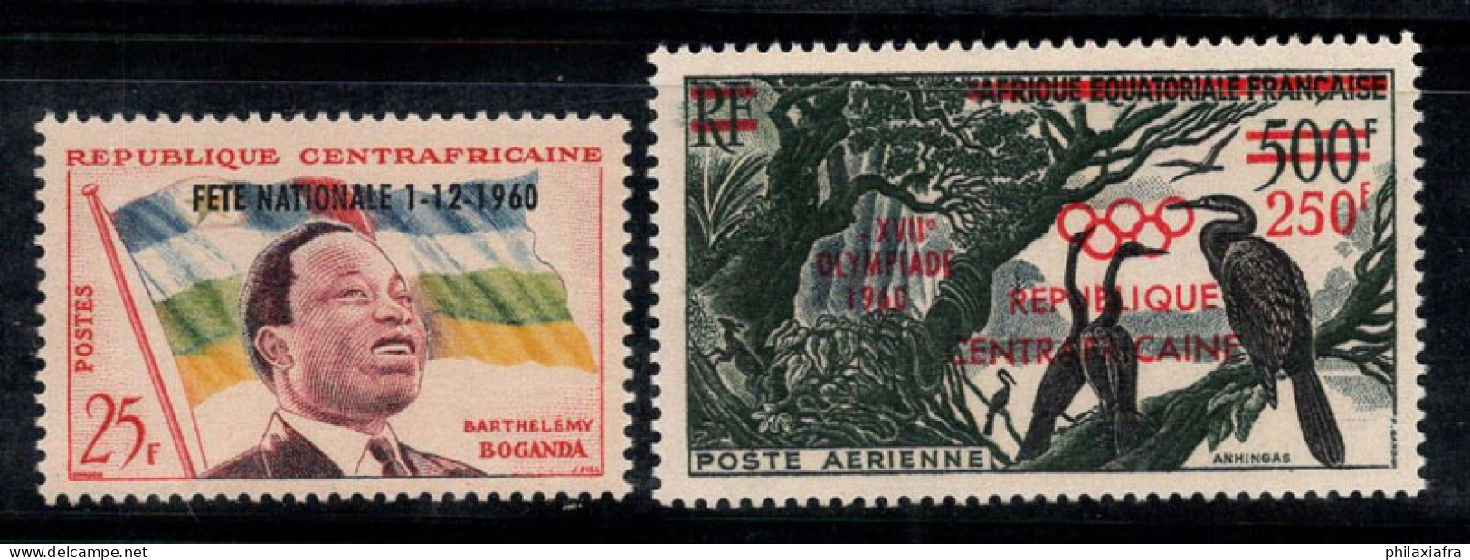 République Centrafricaine 1960 Mi. 15-16 Neuf ** 100% Poste Aérienne Jeux Olympiques Surimprimé - Central African Republic