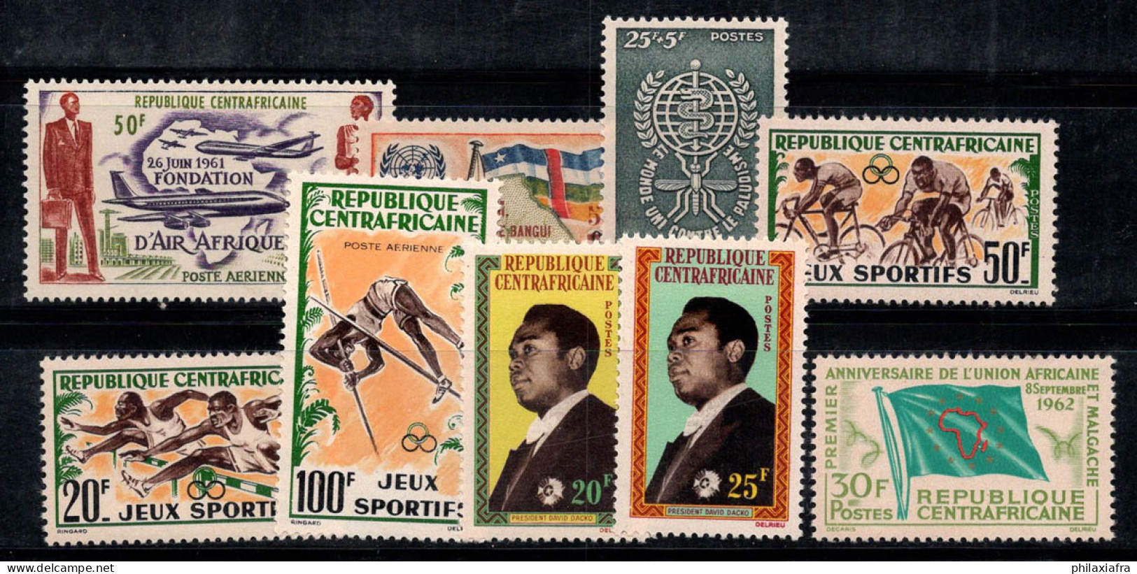 République Centrafricaine 1962 Mi. 22-30 Neuf ** 100% Poste Aérienne UAM, Sport, Dacko - Repubblica Centroafricana