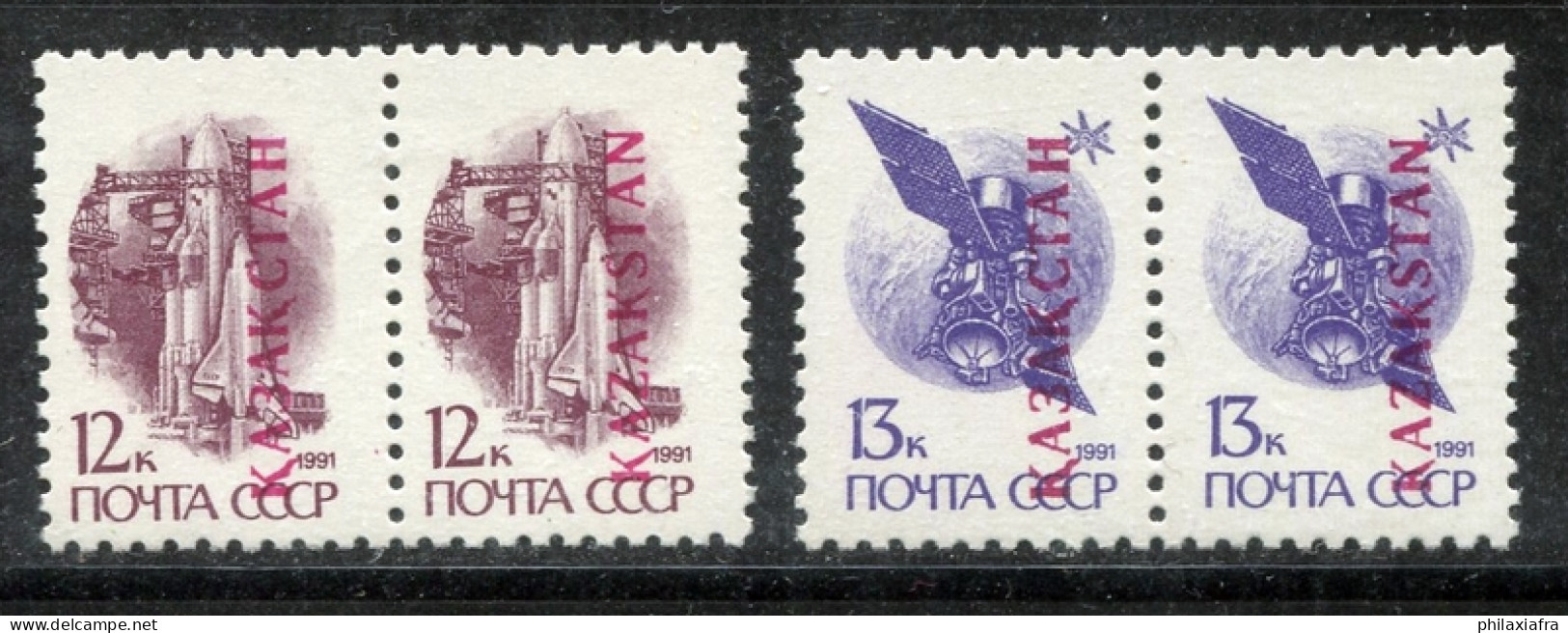 Kazakhstan 1992 Mi. 3-6v Neuf ** 100% Surimprimé Signé Colles, Espace - Kazachstan