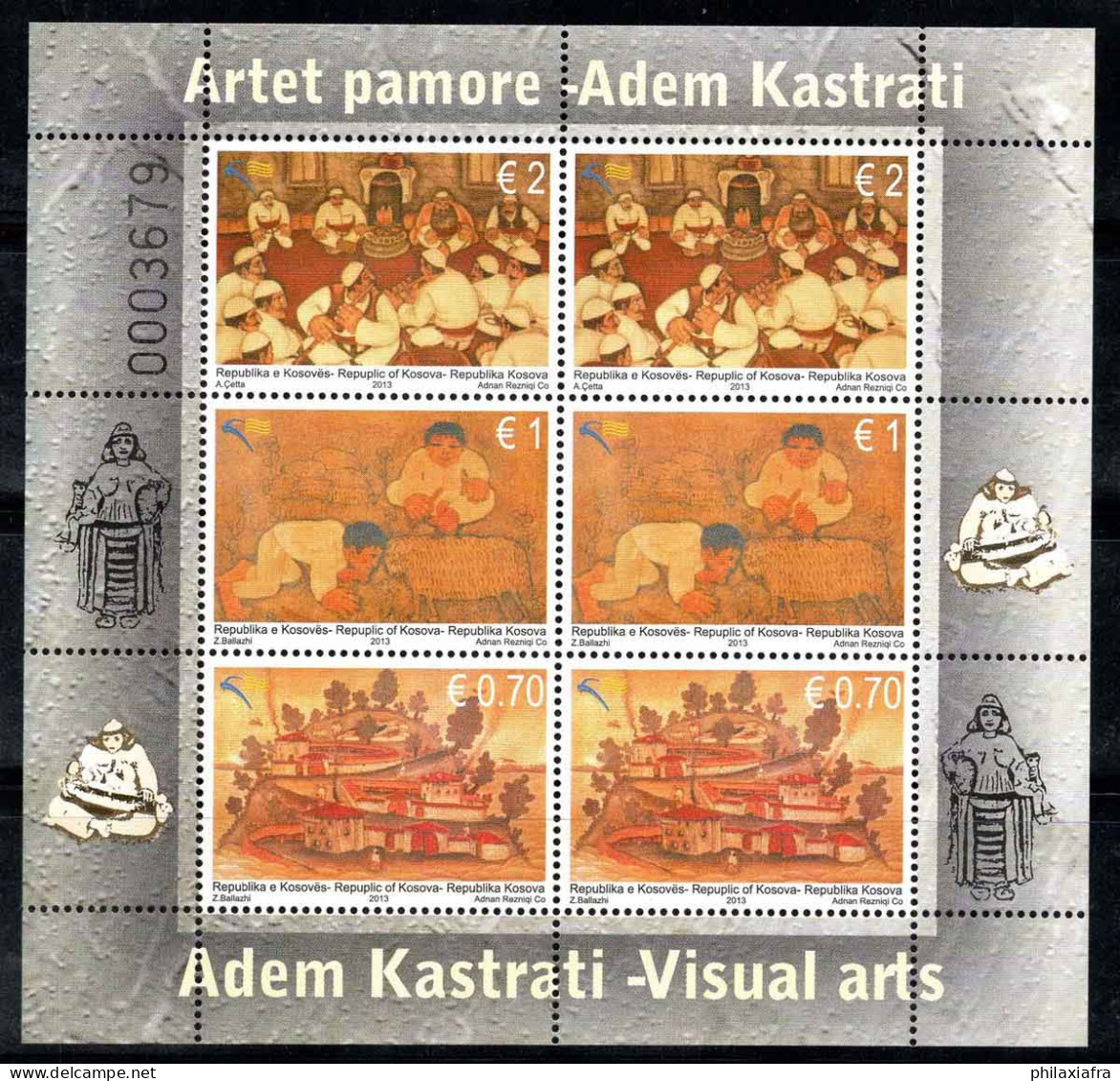 Kosovo 2013 Mi. 261-263 Mini Feuille 100% Kastrati, Art, Peintures Neuf ** - Kosovo