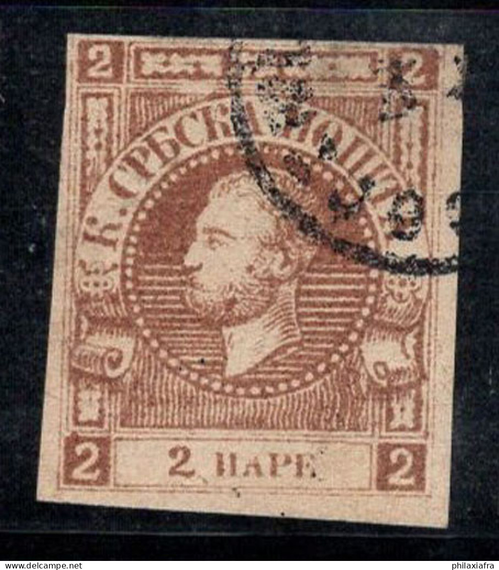 Serbie 1867 Mi. 10B Oblitéré 100% Non Dentelé 2 Pa, Prince Michel III - Serbien