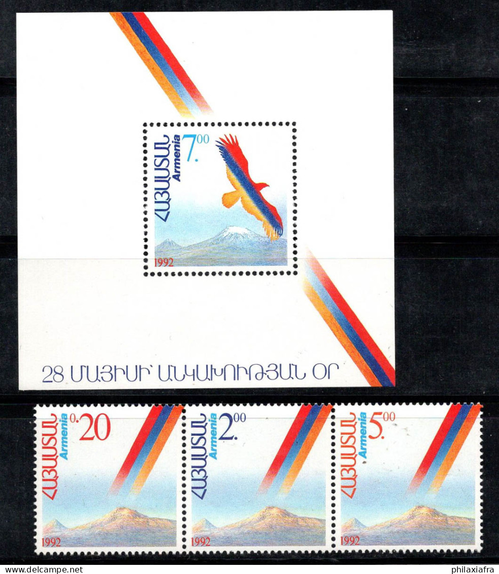 Arménie 1992 Mi. Bl. 1, 194-196 Bloc Feuillet 100% Neuf ** Indépendance, Aigle, Drapeau - Armenia