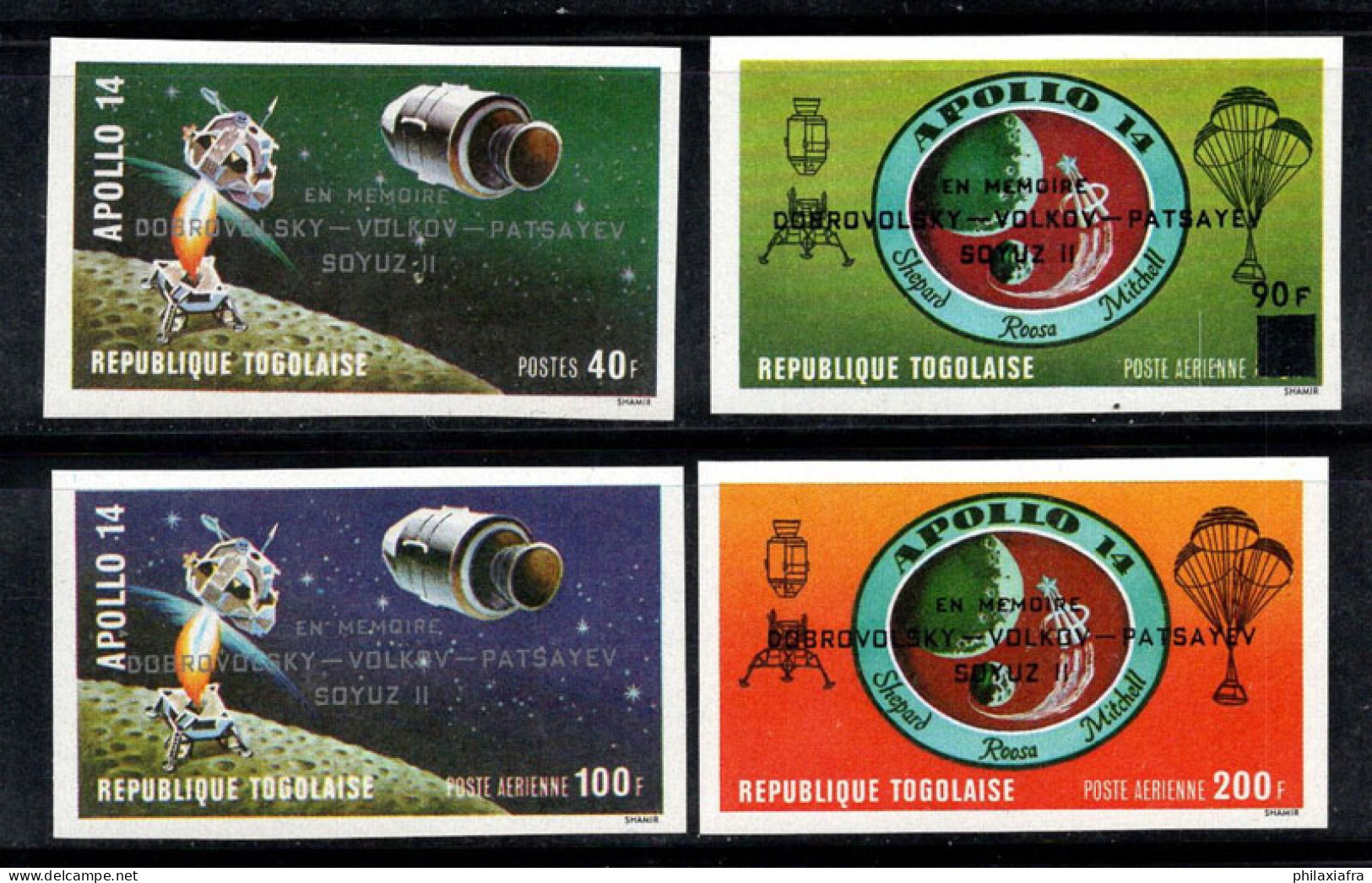 Togo 1971 Mi. 884B-887B Neuf ** 100% Poste Aérienne Espace, Apollon, Sojus - Togo (1960-...)