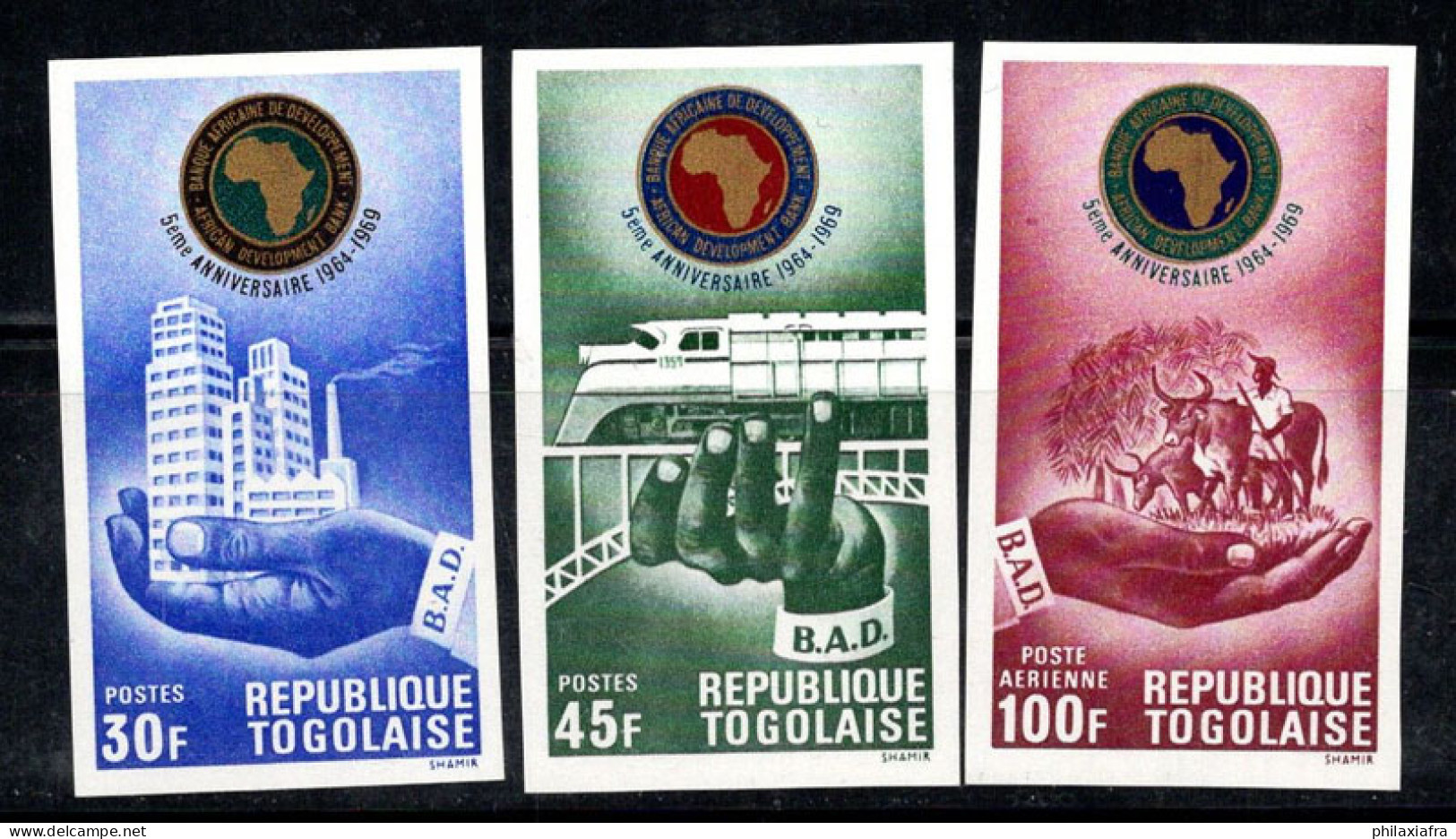 Togo 1969 Mi. 725B-727B Neuf ** 100% Poste Aérienne BAD Bank, ADB - Togo (1960-...)
