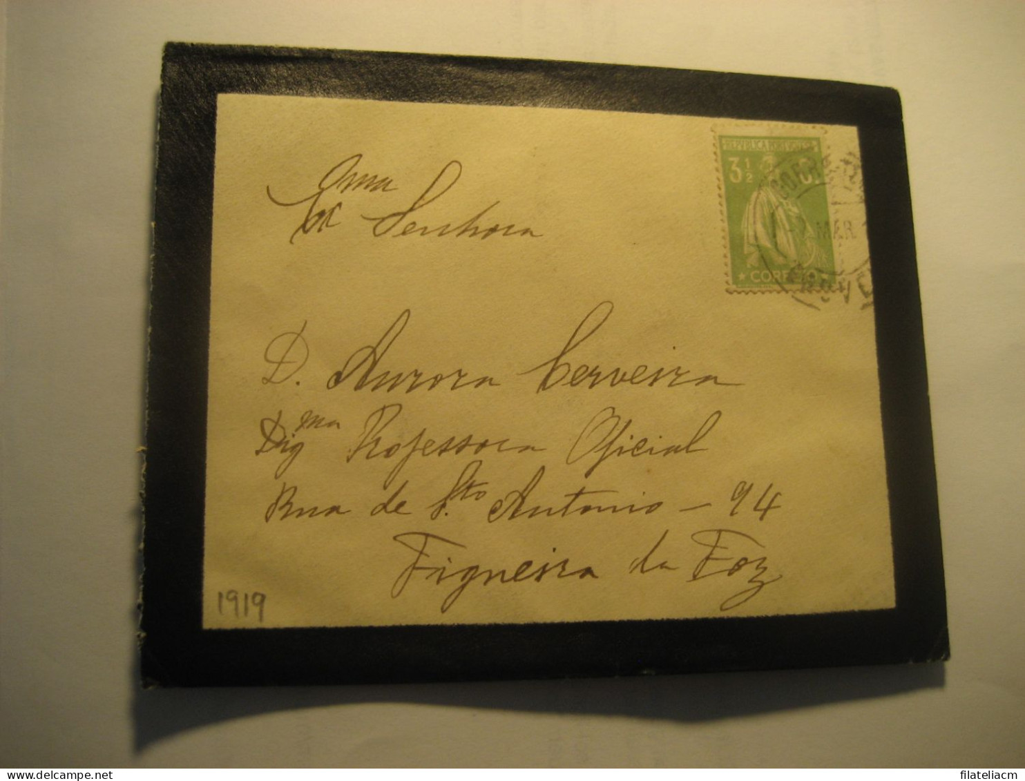 ??OVE?? 1919 To Figueira Da Foz Cancel Duel Condolence Cover PORTUGAL - Brieven En Documenten