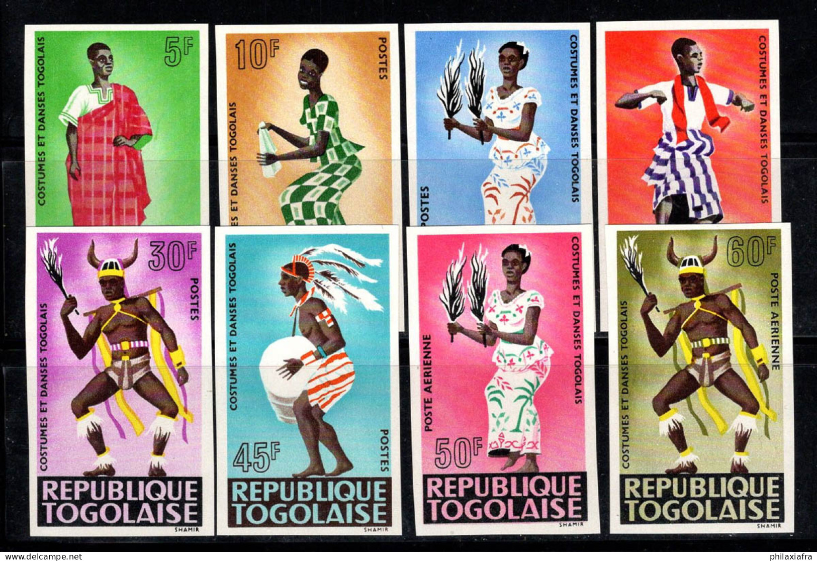 Togo 1966 Mi. 524B-531B Neuf ** 100% Non Dentelé Costumes Traditionnels, Danse - Togo (1960-...)