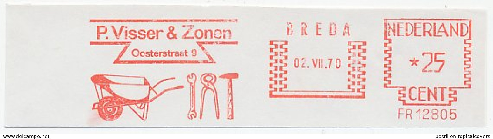 Meter Cut Netherlands 1970 Wheelbarrow - Hammer - Wrench - Pincers - Autres & Non Classés
