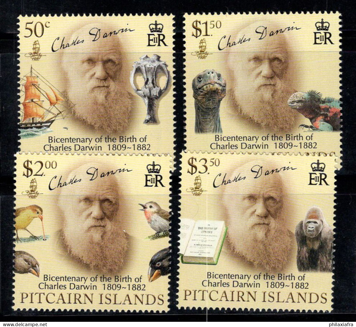 Île De Pitcairn 2009 Mi. 779-782 Neuf ** 100% Charles Darwin - Pitcairninsel