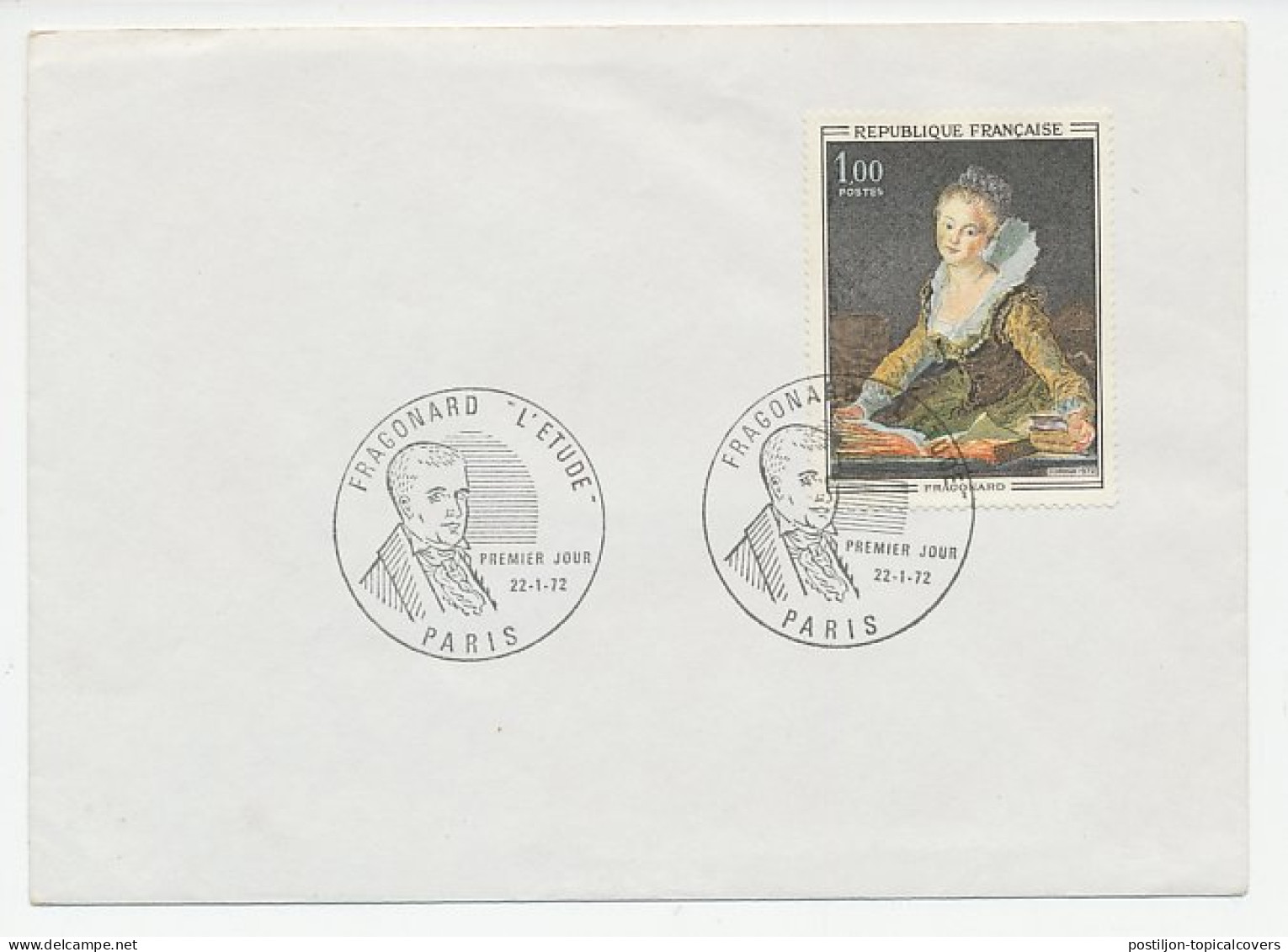 Cover / Postmark France 1972 Jean-Honoré Fragonard - Painter - Autres & Non Classés