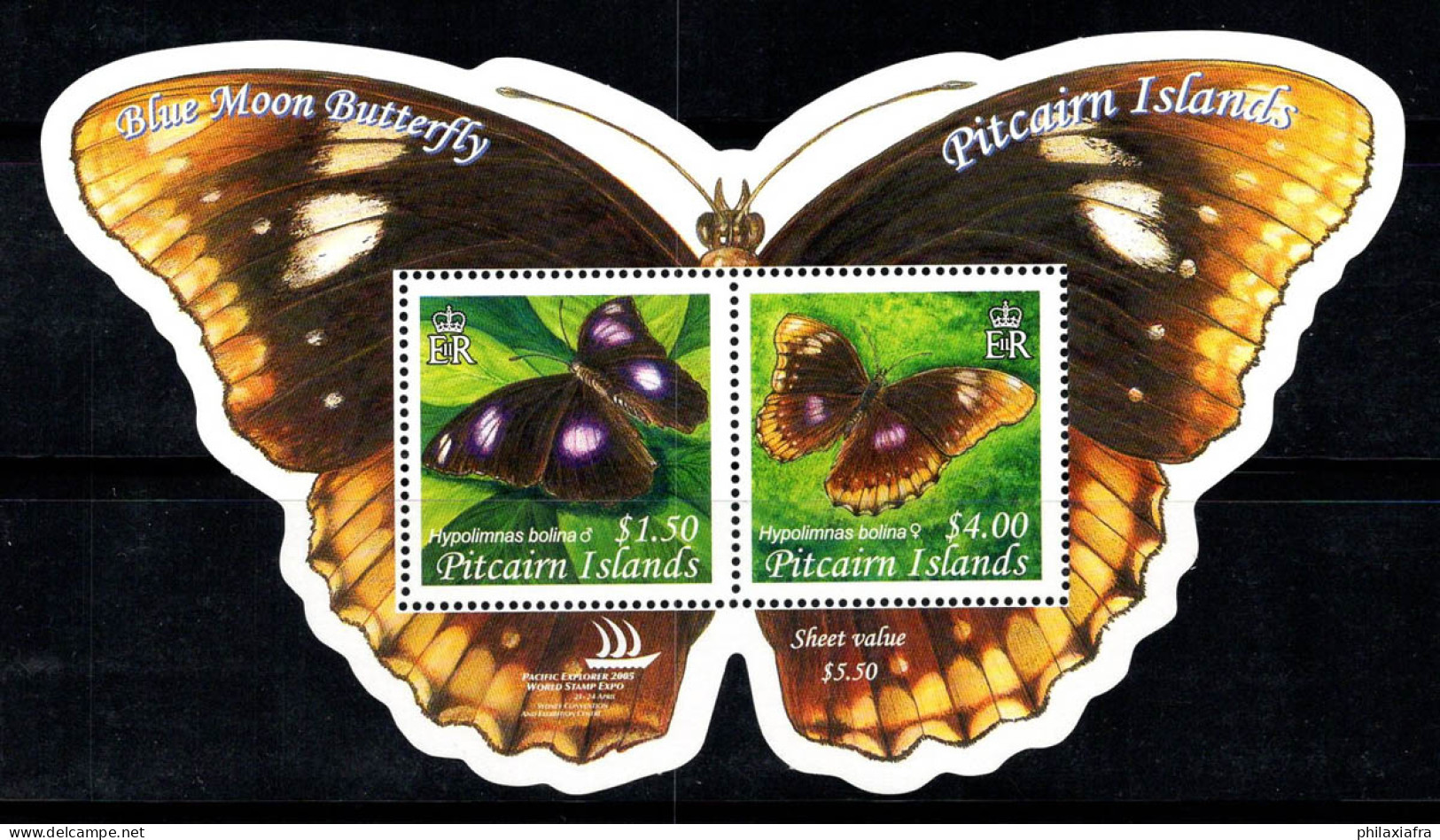 Île De Pitcairn 2005 Mi. Bl. 39 Bloc Feuillet 100% Neuf ** Papillon, EXPLORATEUR PACIFIQUE'05 - Pitcairninsel