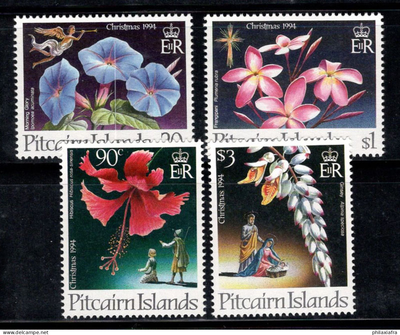 Île De Pitcairn 1994 Mi. 440-443 Neuf ** 100% Noël, Fleurs - Pitcairn