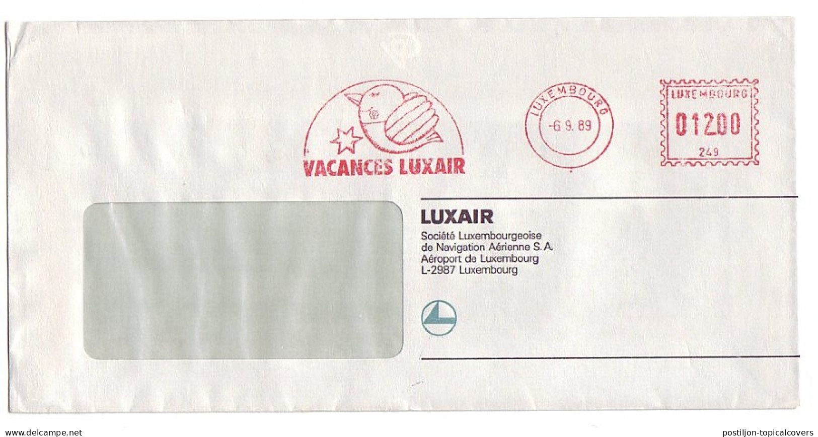 Meter Cover Luxembourg 1989 Luxair - Air Navigation Company - Aviones