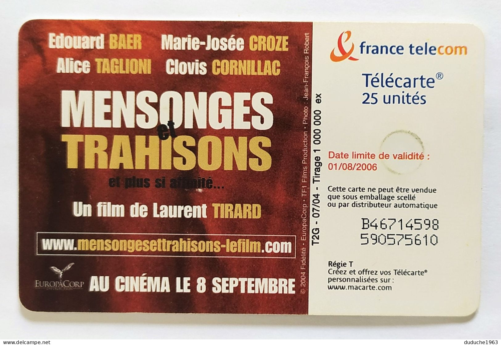 Télécarte France 25 Unités - Mensonges Et Trahisons - 25 Unidades