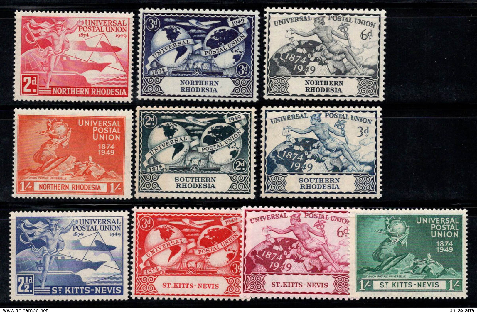 UPU 1949 Neuf ** 80% Rhodésie, Saint-Kitts-Nevis - UPU (Universal Postal Union)