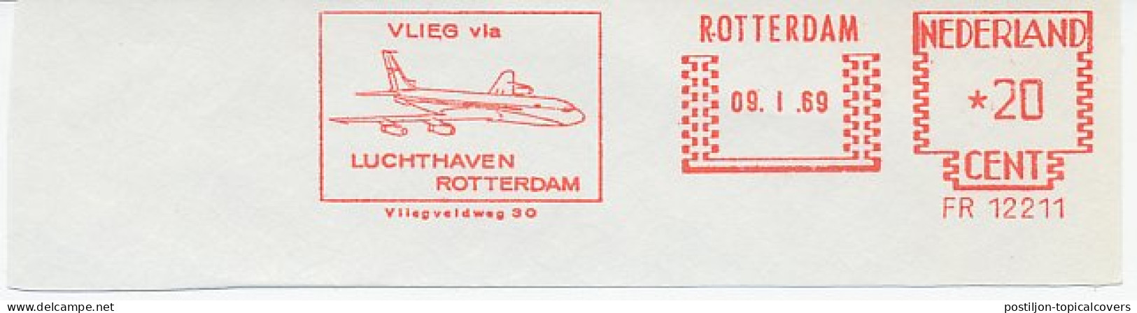 Meter Cut Netherlands 1969 Rotterdam Airport - Airplane - Aviones