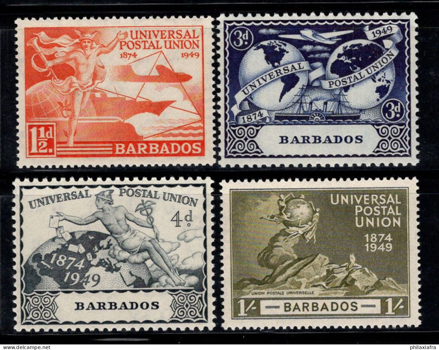 Barbade 1949 Mi. 180-183 Neuf ** 100% UPU - Barbades (...-1966)