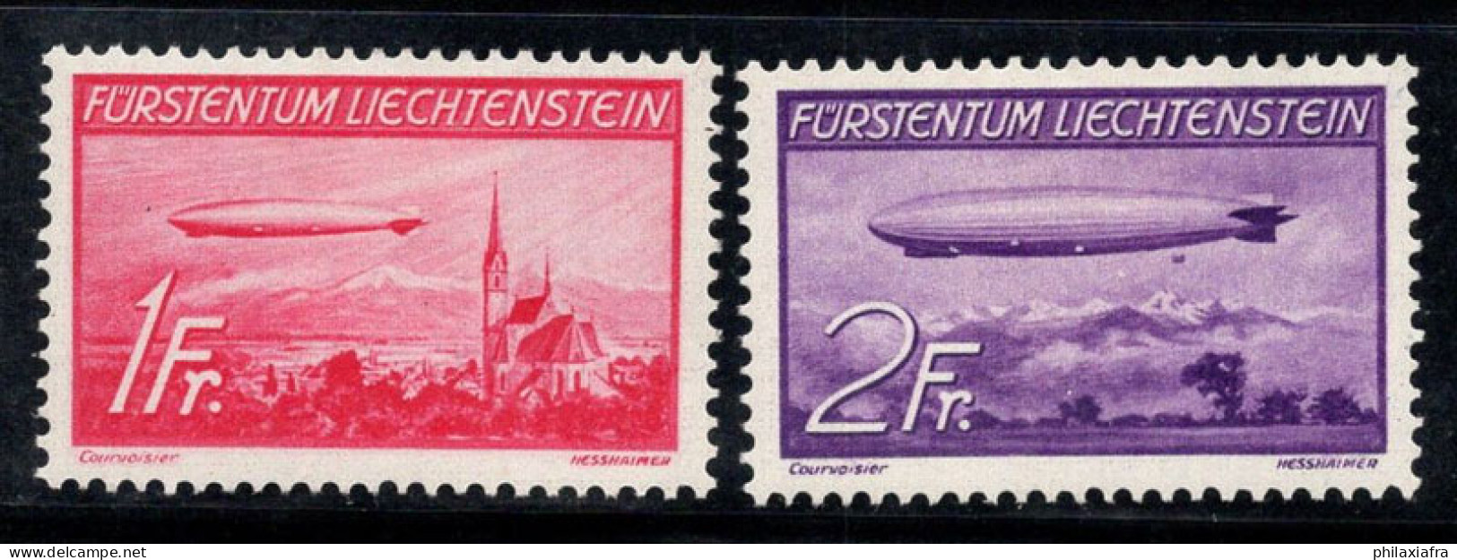 Liechtenstein 1936 Mi. 149-150 Neuf * MH 100% Poste Aérienne Zeppelin - Poste Aérienne