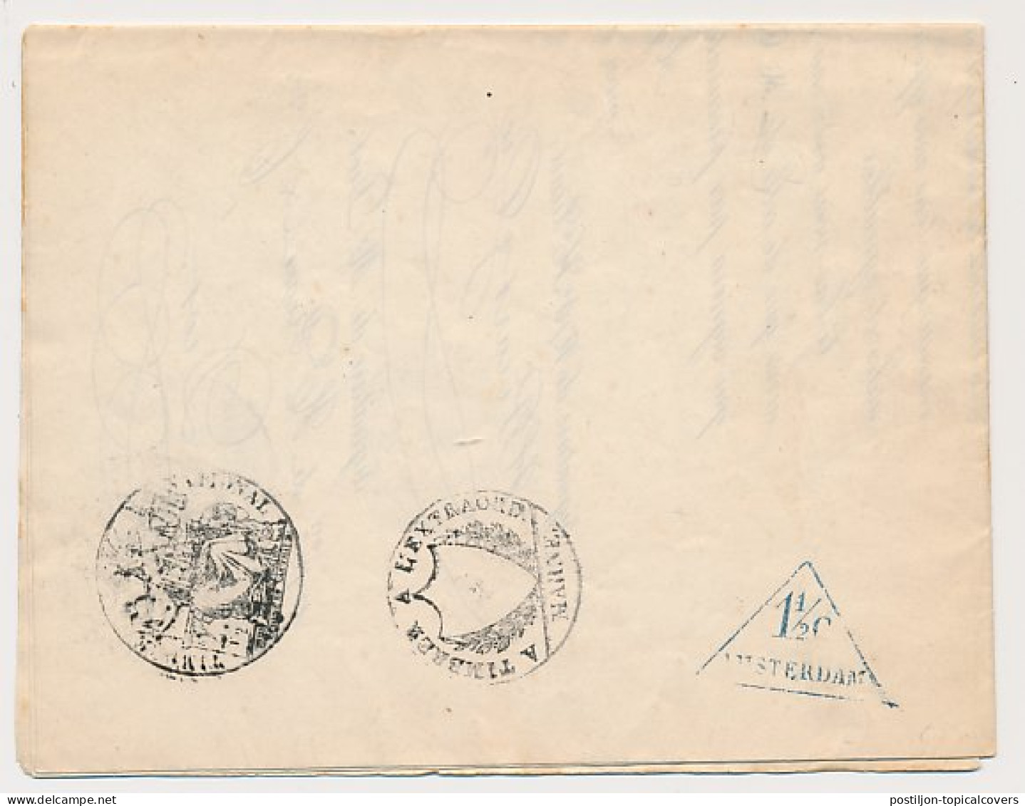 Amsterdam 1 1/2 C. Drukwerk Driehoekstempel 1851 - Revenue Stamps
