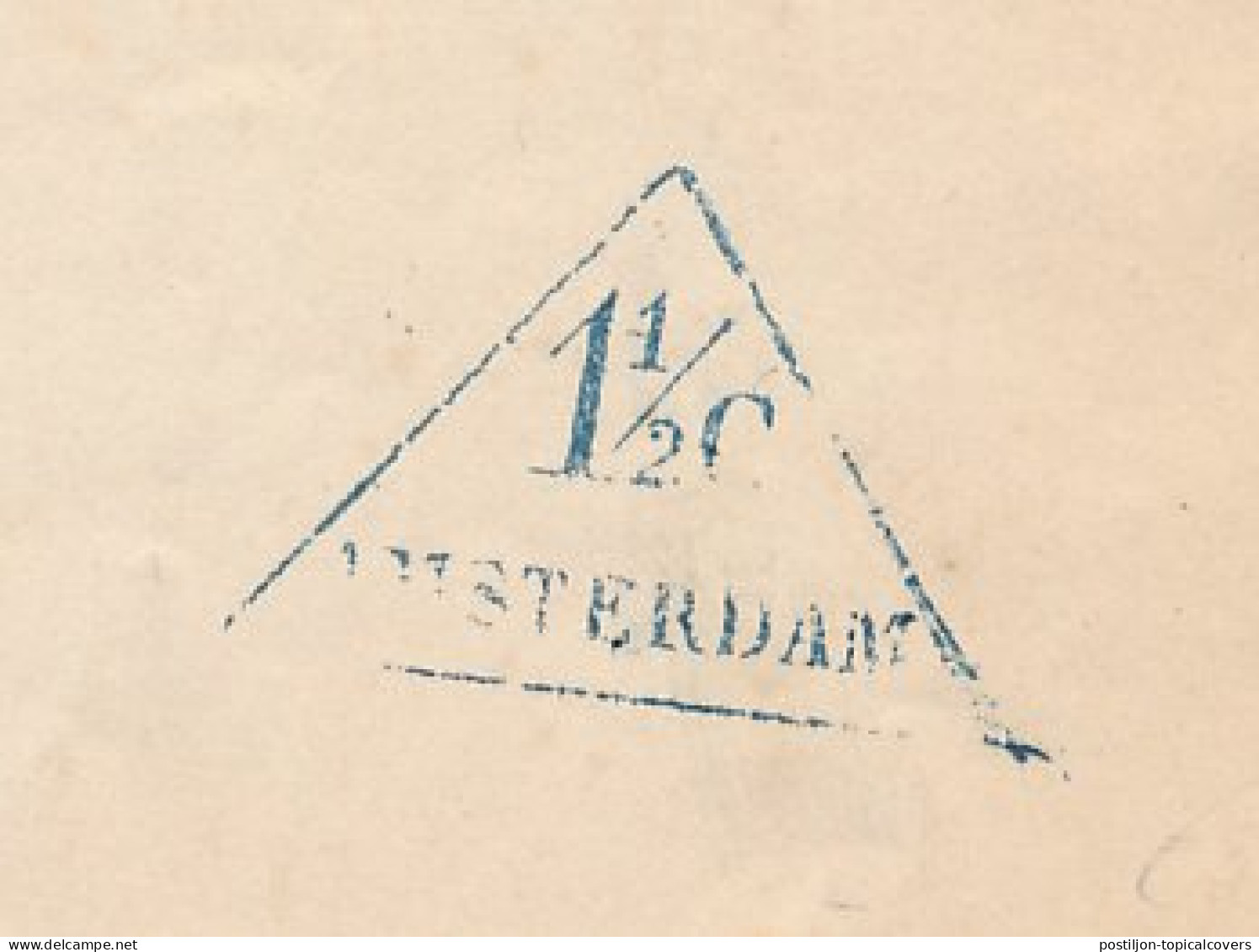 Amsterdam 1 1/2 C. Drukwerk Driehoekstempel 1851 - Fiscali