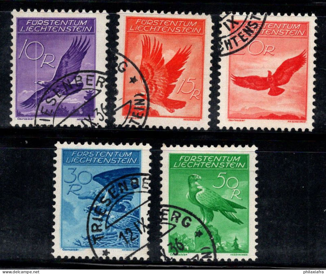 Liechtenstein 1934 Mi. 143-147 Oblitéré 100% Poste Aérienne Oiseaux - Air Post